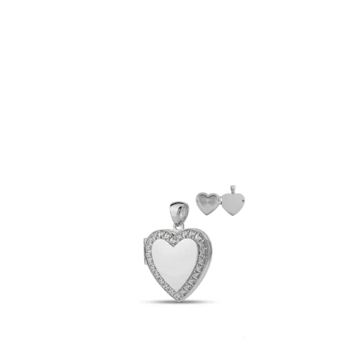 Heart-Shaped Cremation Locket Pendant with Gemstones - Memorial Jewellery for Ashes