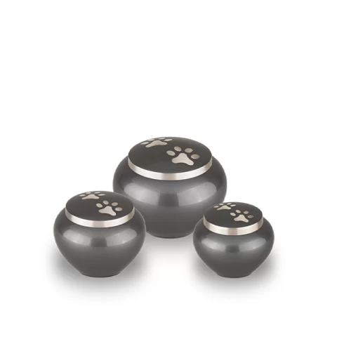 Black Metal Pet Ashes Urn with Paw Print - Cat and Dog Memorial
