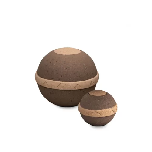 Biodegradable Dark Brown and Sand Globe Urn for Ashes