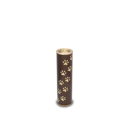 Metal Pet Urn with Paw Print Candle Holder