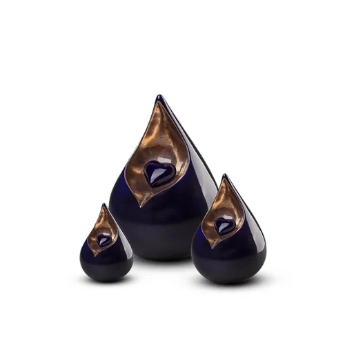 Celest Teardrop Ceramic Urn with Heart - Elegant Memorial for Ashes