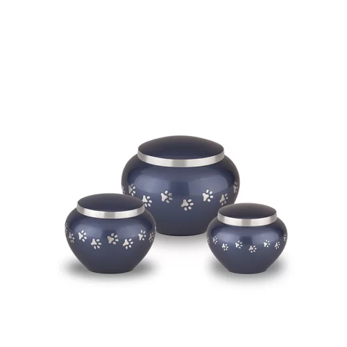 Elegant Black Metal Pet Cremation Urn with Paw Print Design