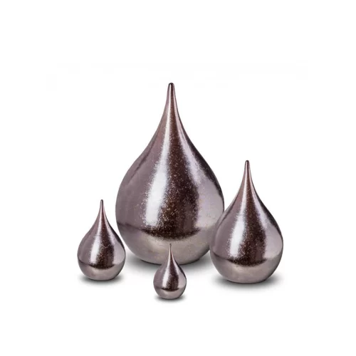 Elegant Brown Metallic Teardrop Cremation Urn